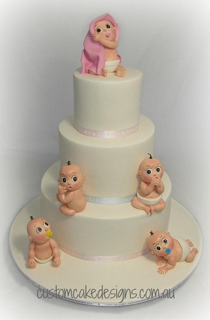 Quintuplets Baby Shower Cake