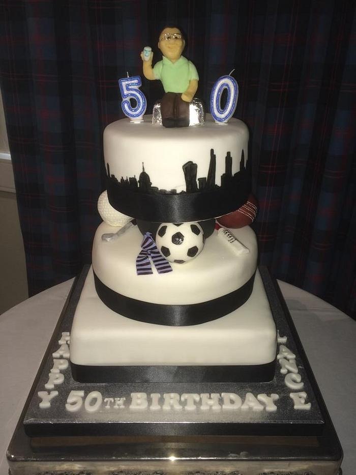 Sport & City 50th Birthday Cake