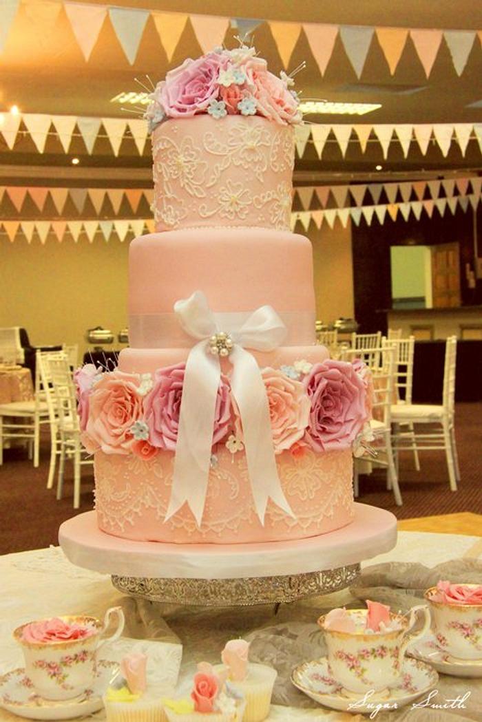 Dusky Rose Wedding Cake