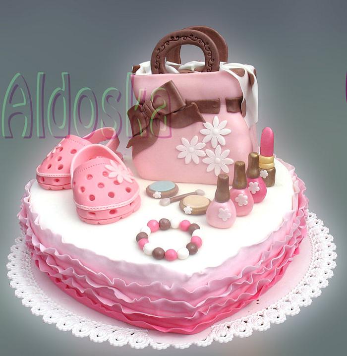 Pink accessories cake