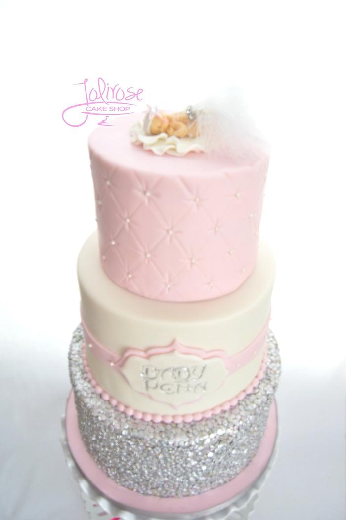 Pretty in Pink baby shower cake