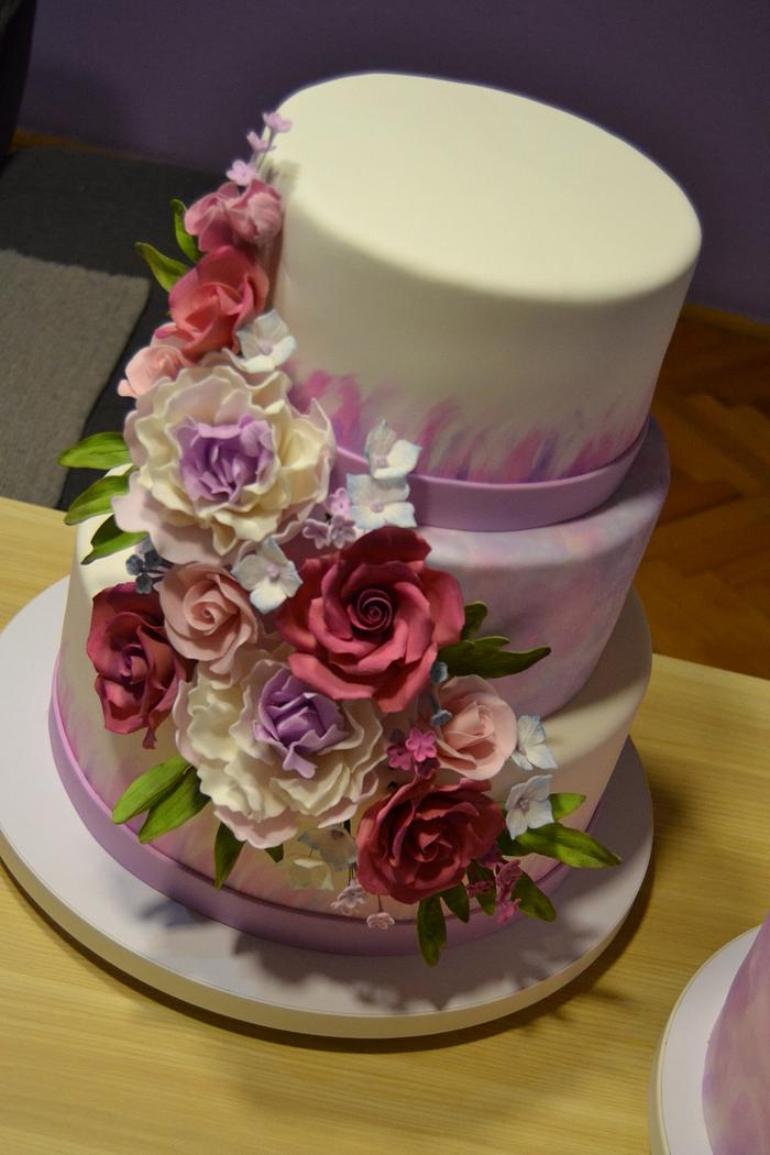  Watercolor painted wedding cake
