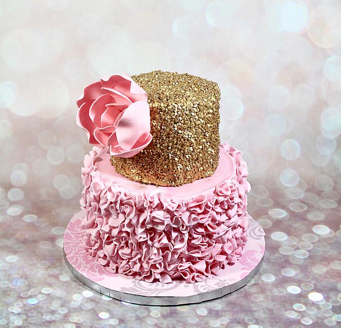 Pink and gold cake 