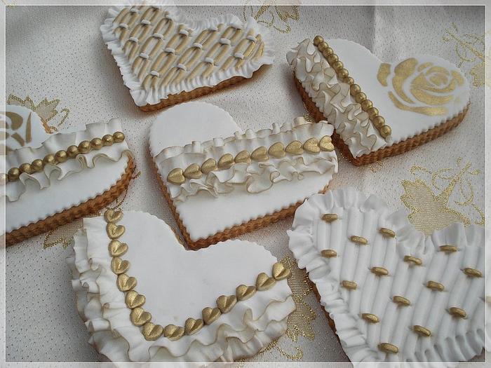 cookies. gold and white .