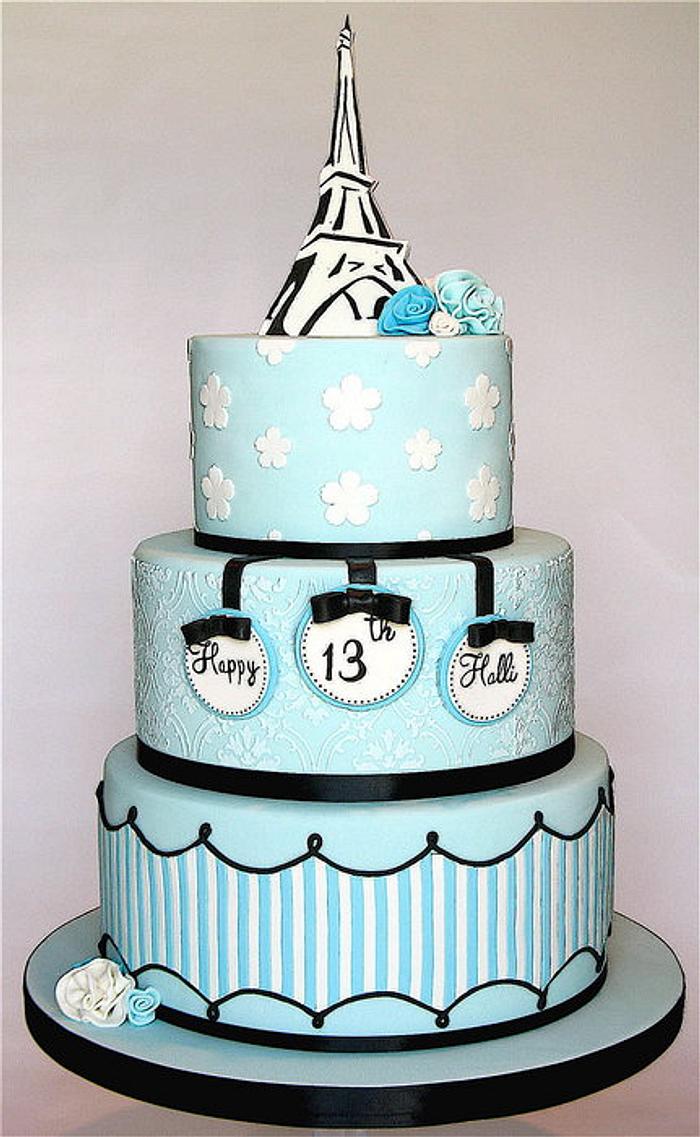 1778) Paris Themed Birthday Cake - ABC Cake Shop & Bakery
