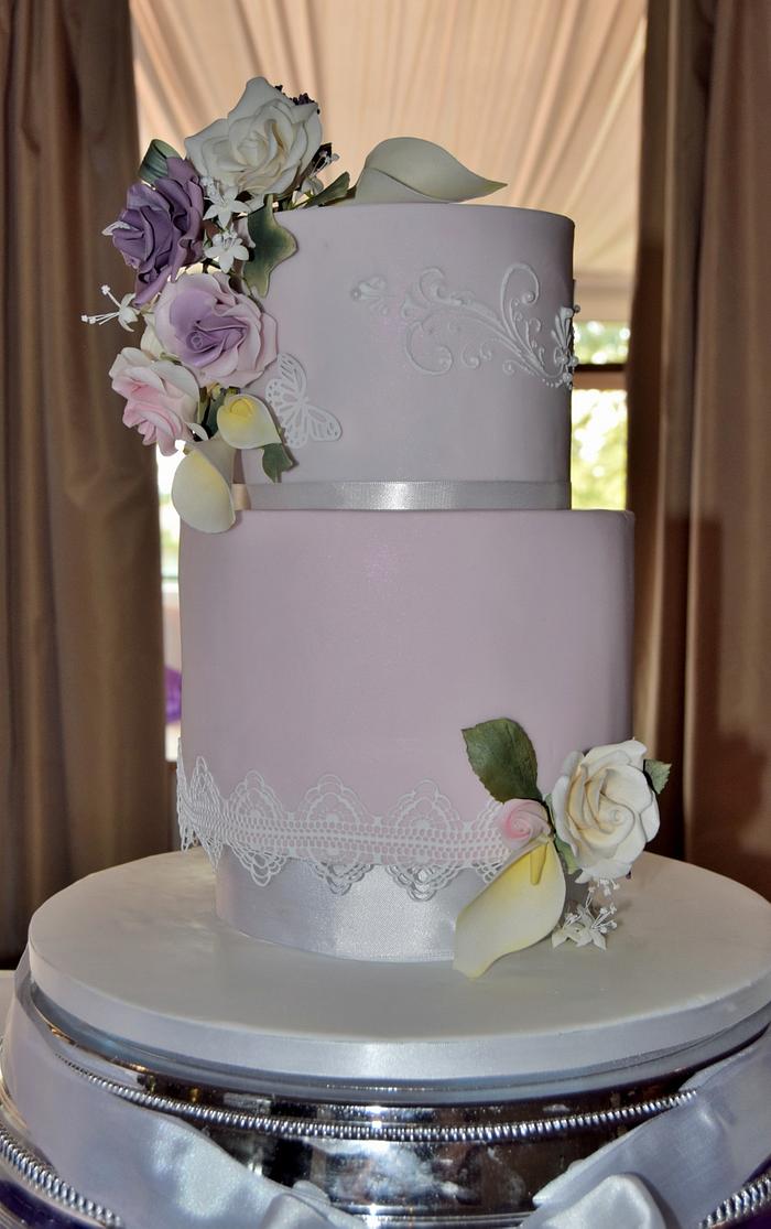 small pink wedding cake 