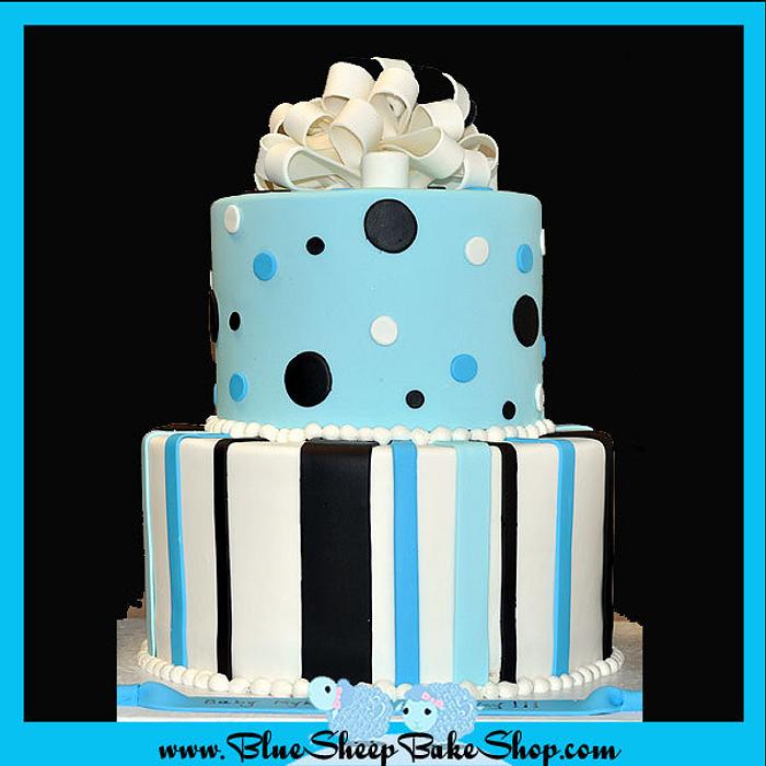 Brown and Blue Baby Shower Cake