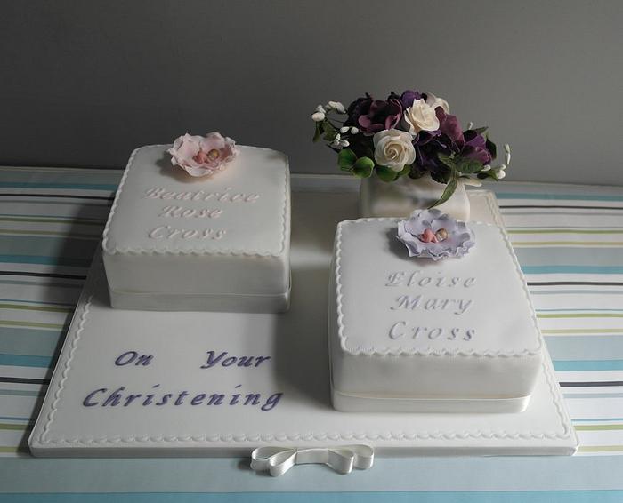 Christening cake for twin girls