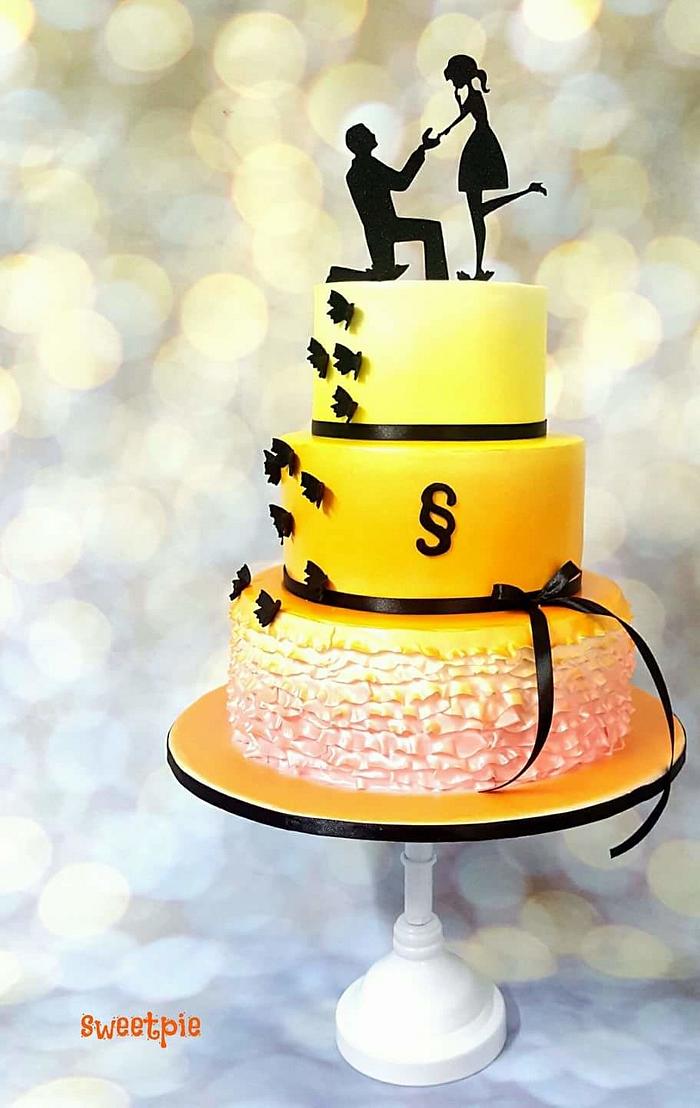 Orange yellow pink wedding cake
