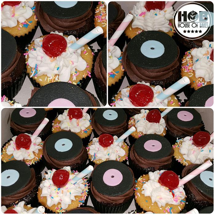 Grease themed cupcakes