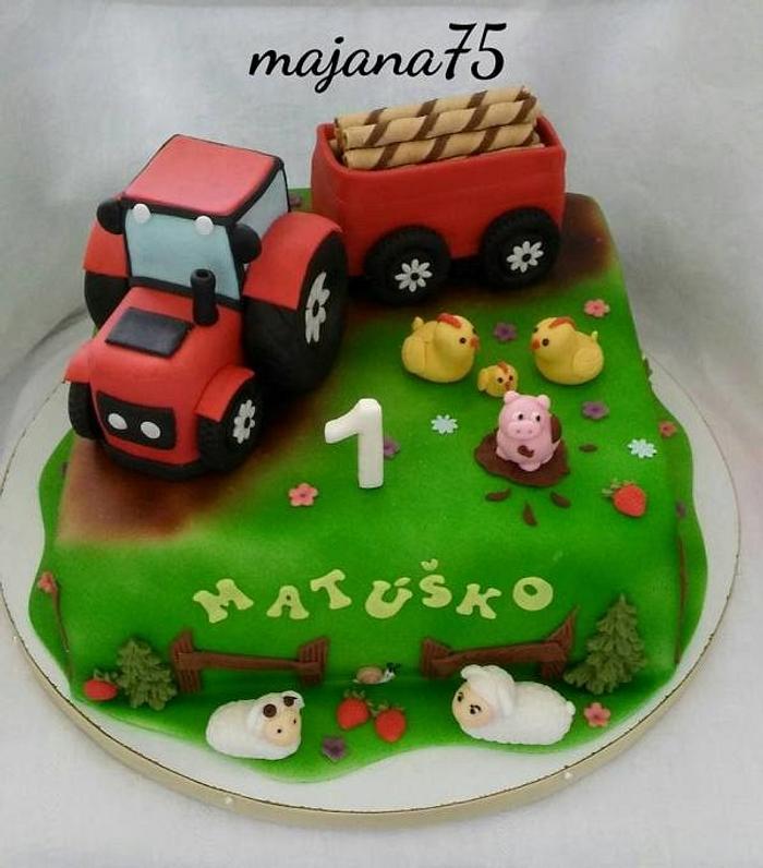cake with tractor