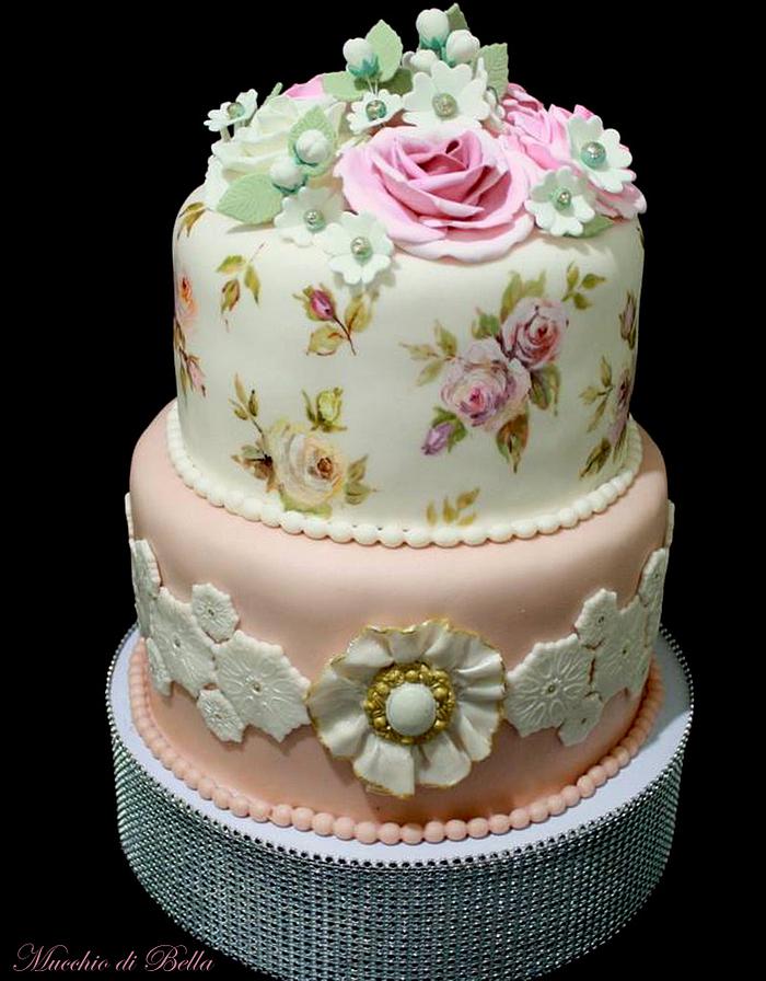 The Vintage Rose (hand painted wedding cake)