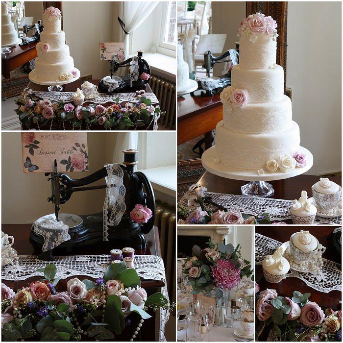 Bobbins & Lace Vintage Wedding Cake