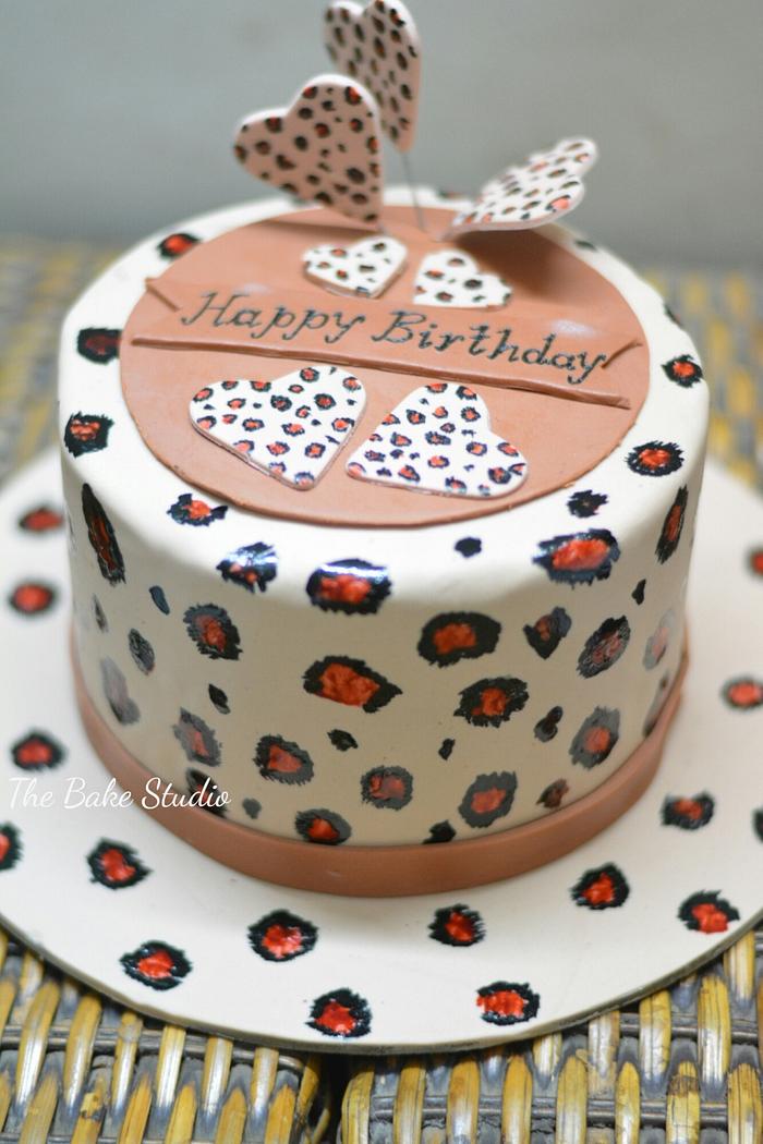 Handpainted Leopard Print Cake