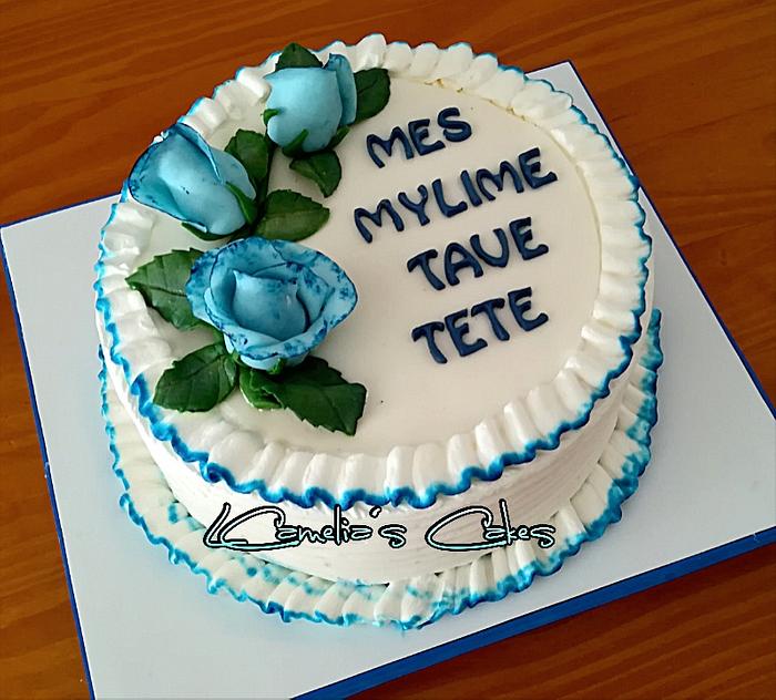 BLUE ROSES BIRTHDAY CAKE