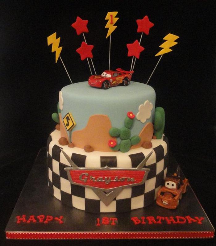Cars 1st Birthday Cake and Smash Cake