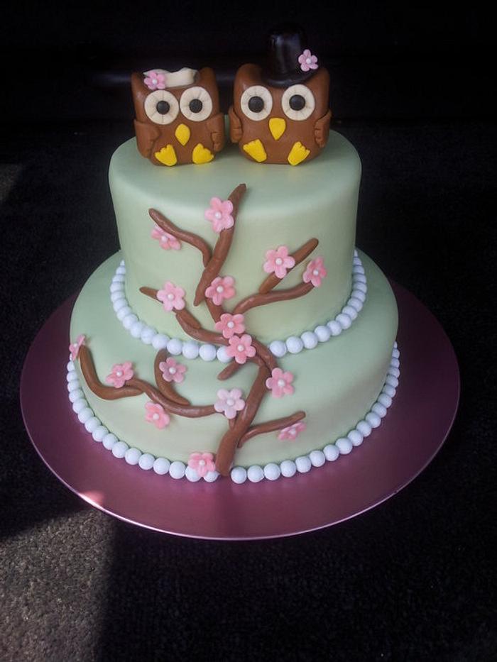 2 Owls and Cherry Blossom Wedding