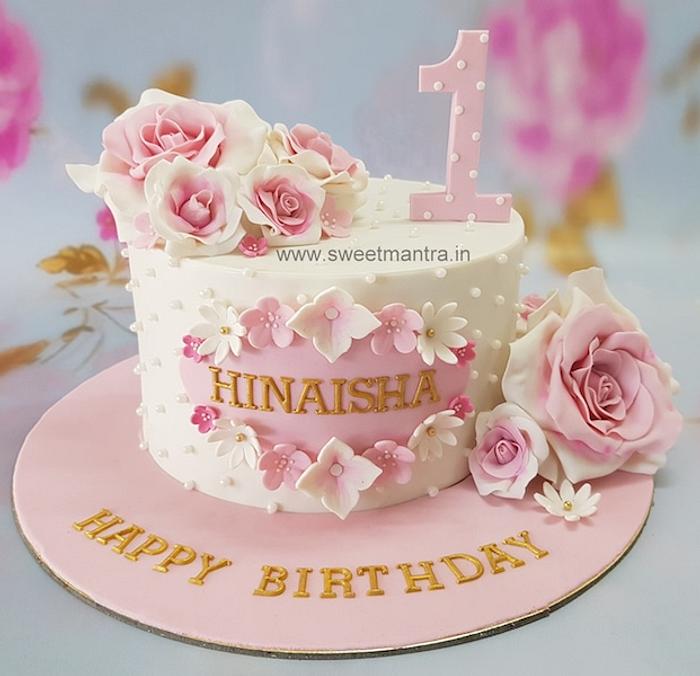 Flowers cake for 1st birthday