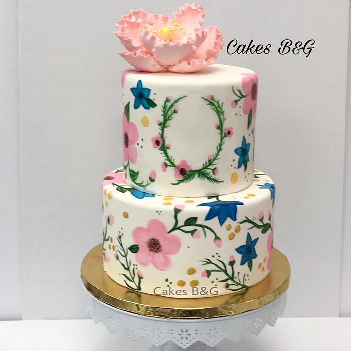 Hand painted fondant cake 