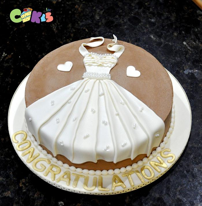 Wedding dress bridal shower cake