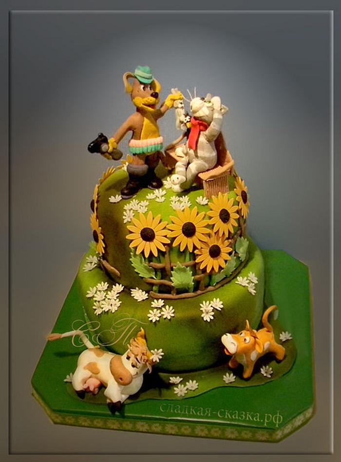 Cake with cartoon characters