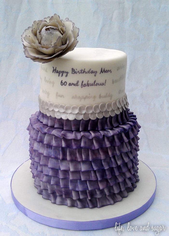60th Birthday - personalized ruffle cake