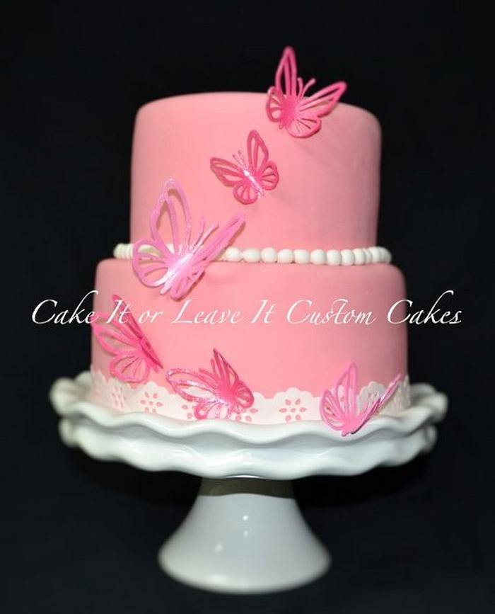 Pretty Pink Butterfly cake