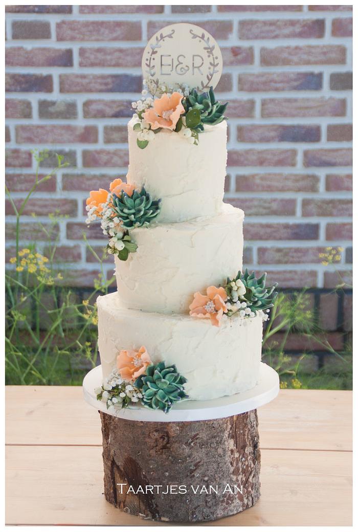 Succulents weddingcake