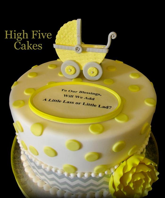 Yellow & Grey Gender Reveal Cake