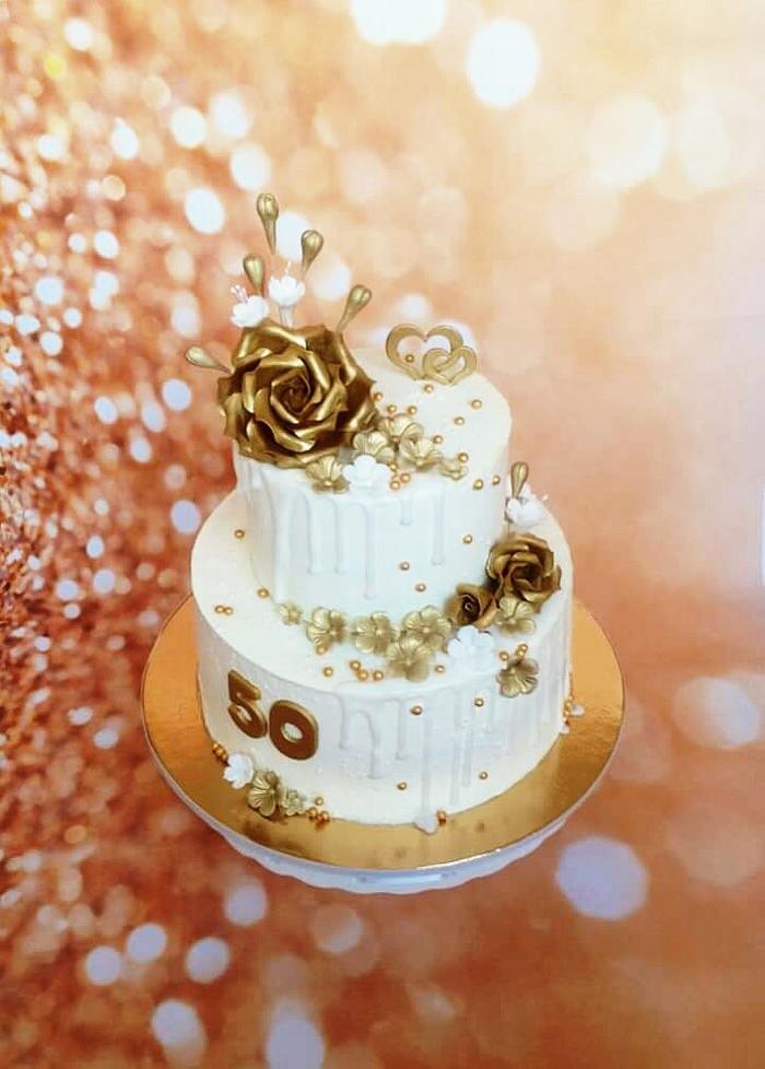 Golden wedding cake