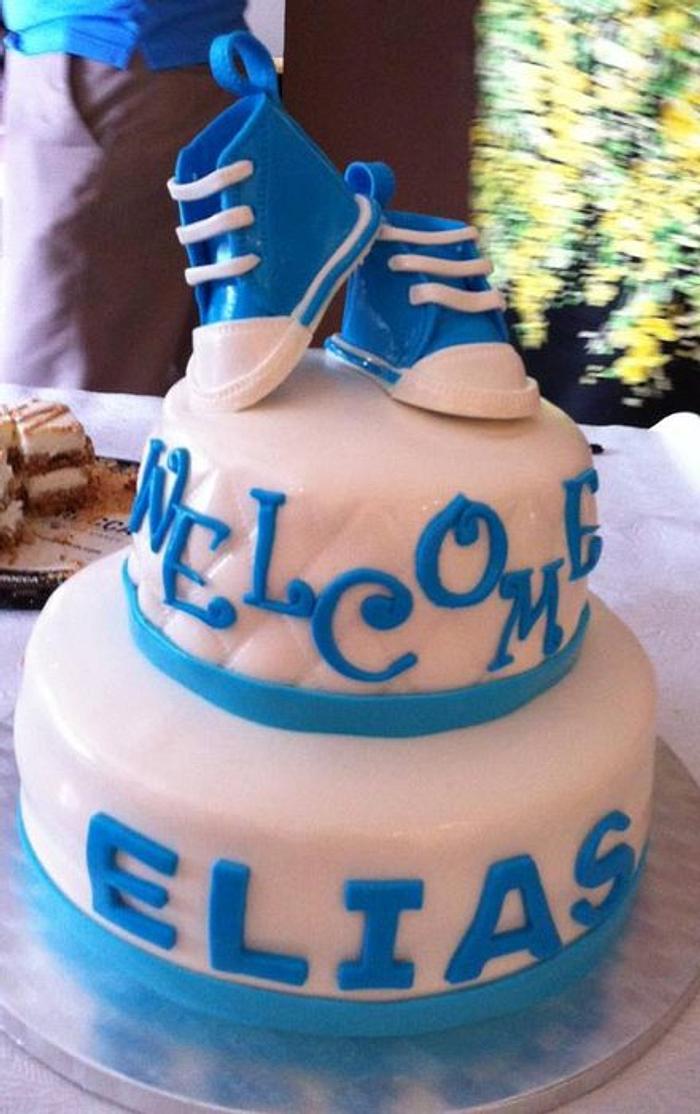 Baby Shower Cake with Baby Converse Running Shoes