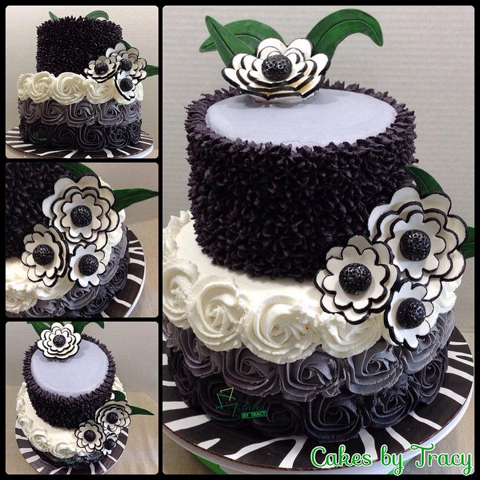 Black and White Ombre Anniversary Cake 2013