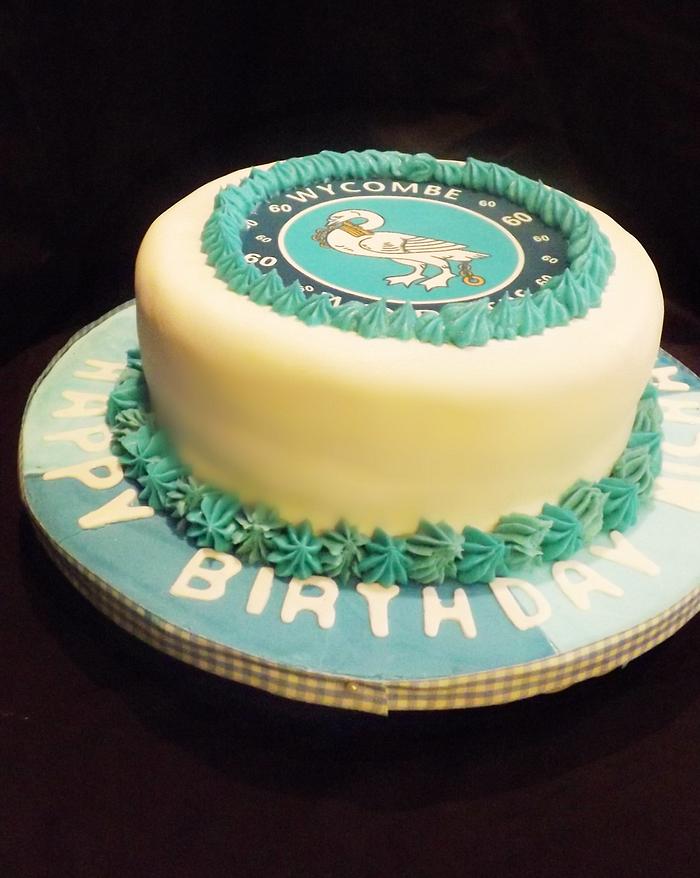 Wycombe Wanderers themed 60th Birthday cake