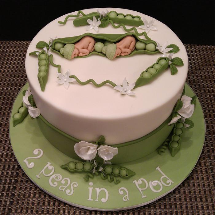 "2 Peas in a Pod" Baby Shower Cake