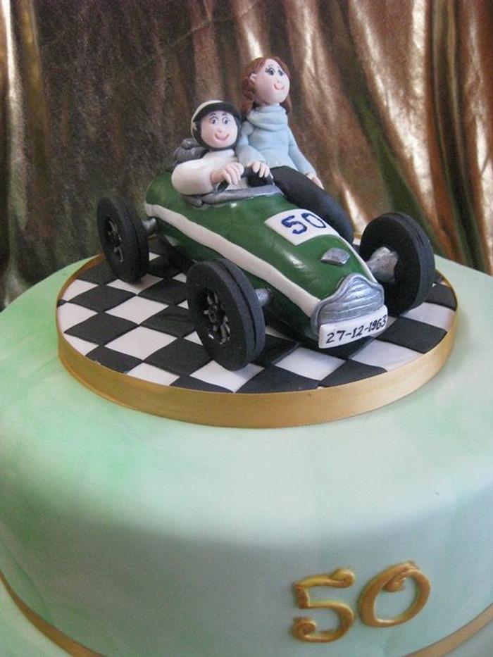 Classic car anniversary cake