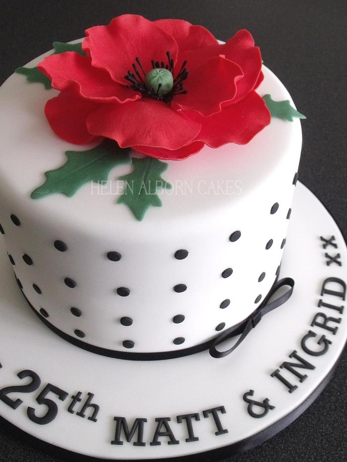 Red Poppy Anniversary Cake