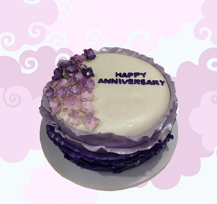 Purple Ruffles Anniversary Cake