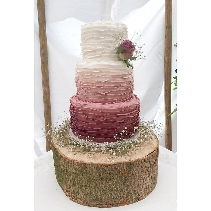 Dusky Ombre Ruffle Wedding Cake!