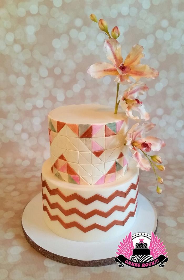 Geometric Baby Shower with Orchids