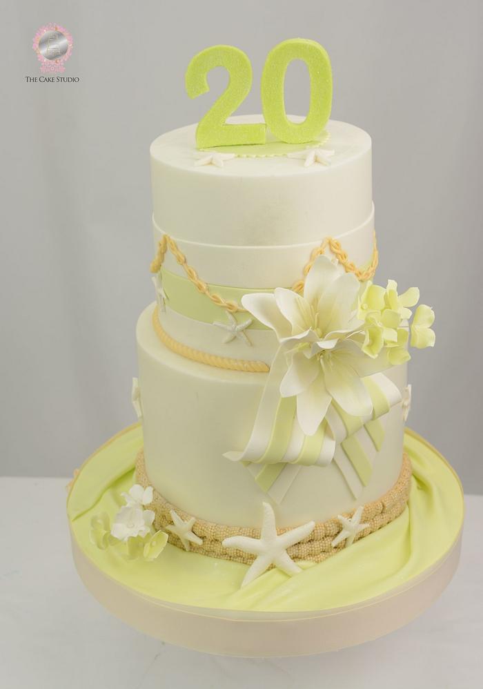 Nautical Themed 20th Wedding Anniversary Cake