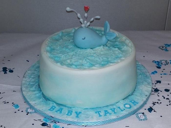 Little Blue Whale baby shower cake