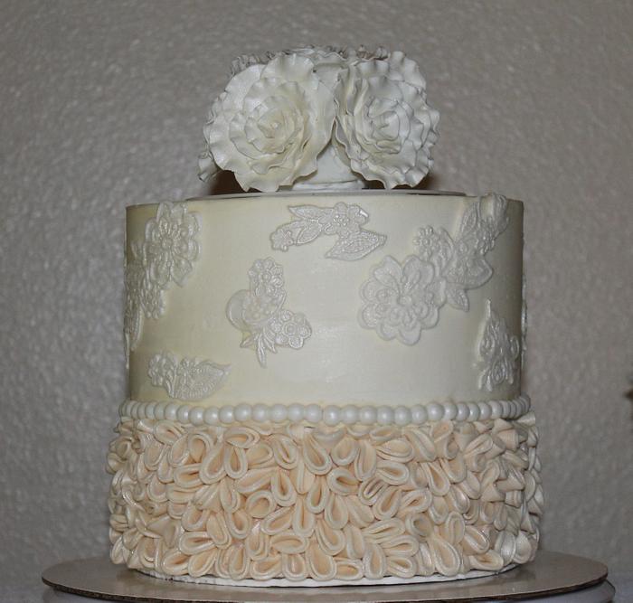 Ruffles and lace wedding cake
