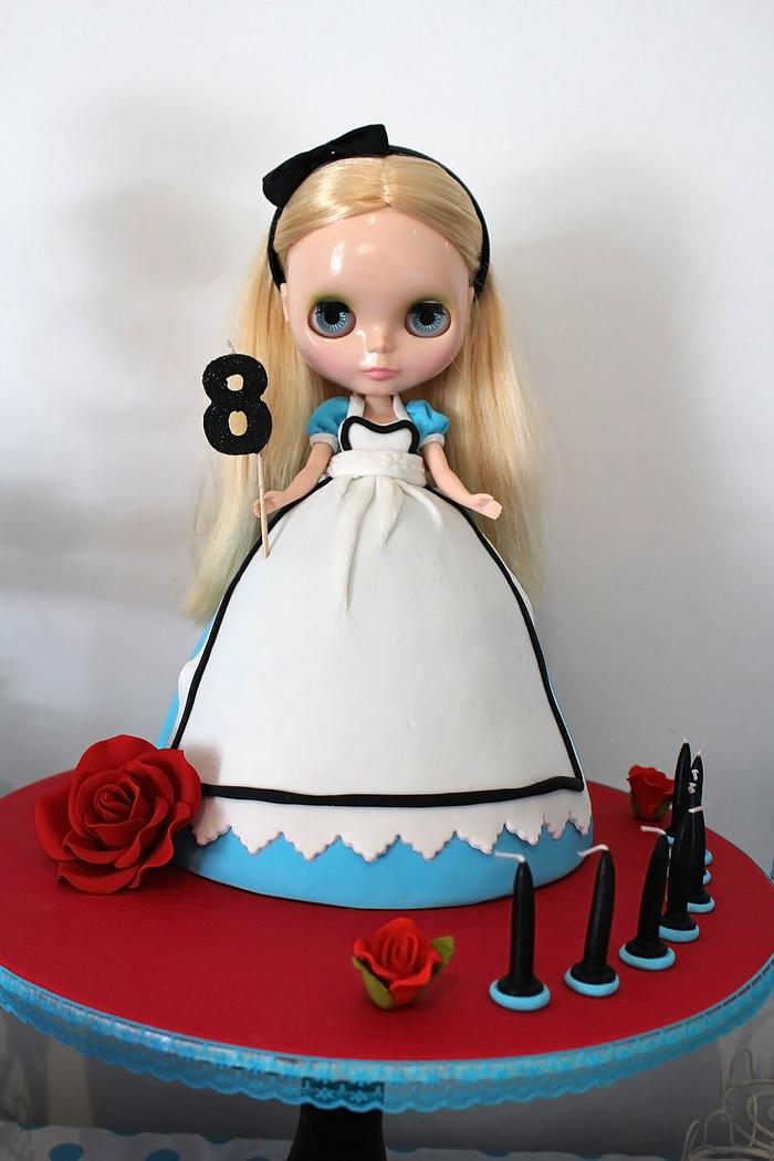 Alice in Wonderland Dolly Varden Blythe Doll Cake