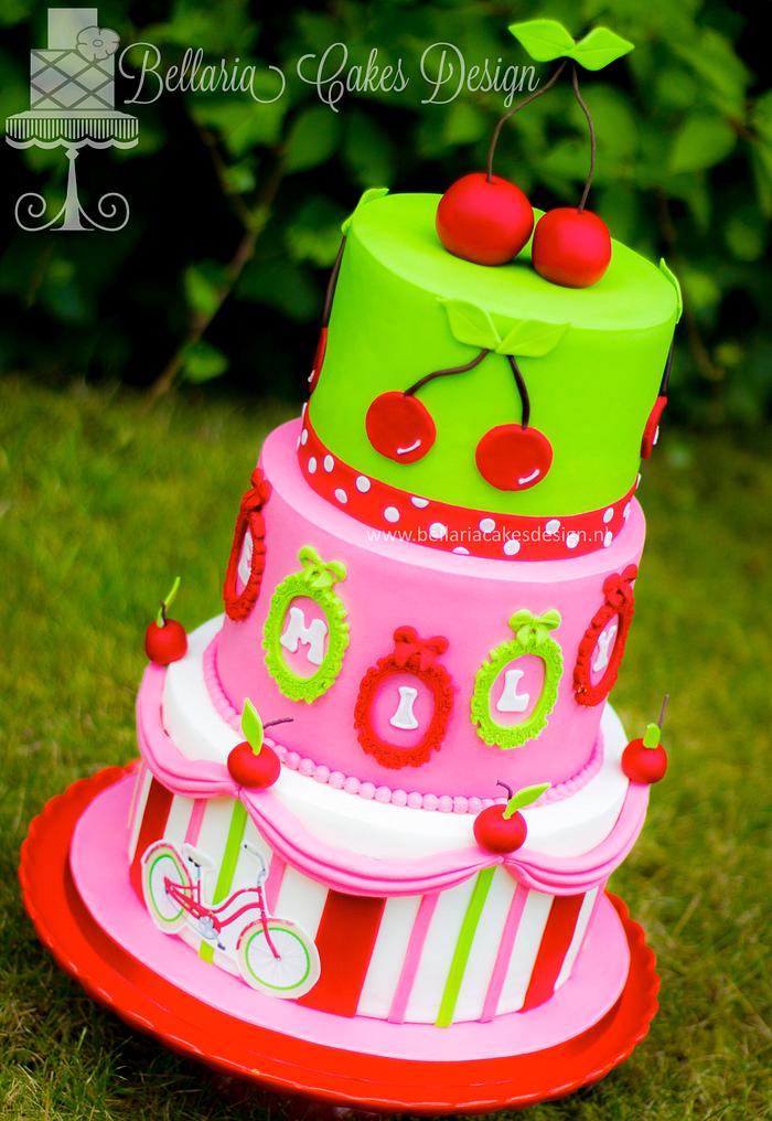 Cherry themed birthday cake