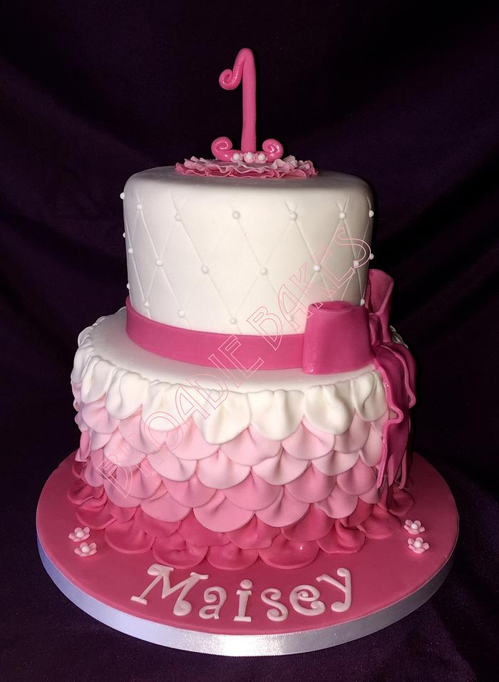 Pink 1st birthday cake