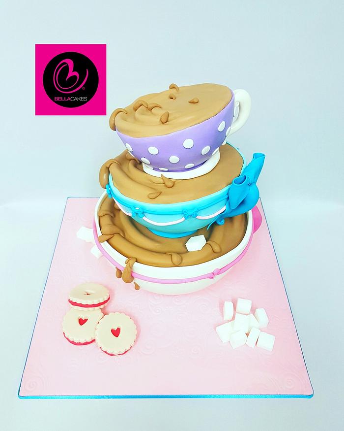 Balancing teacups cake