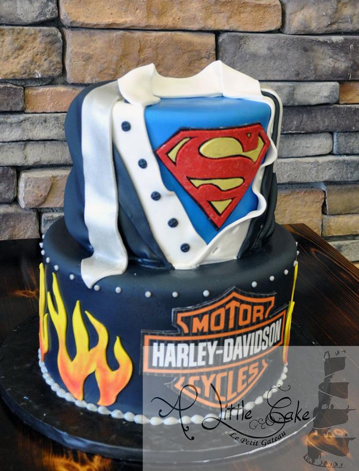 Superman and Harley-Davidson Groom Cake