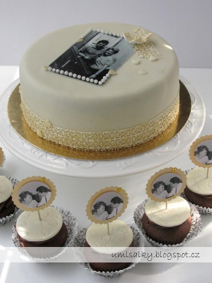 Golden Wedding Cake / Cupcakes