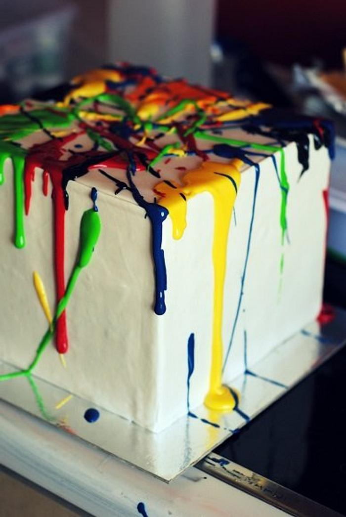 Paint splattered cake