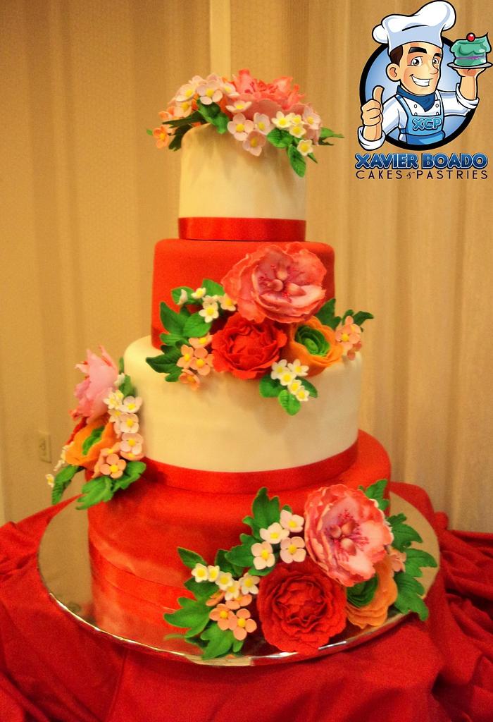Red and White Wedding cake!